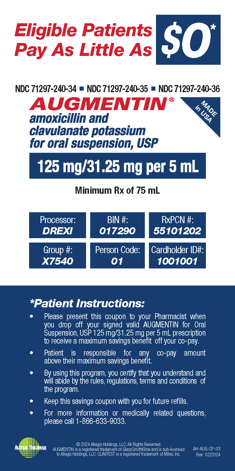 Augmentin Copay Card image